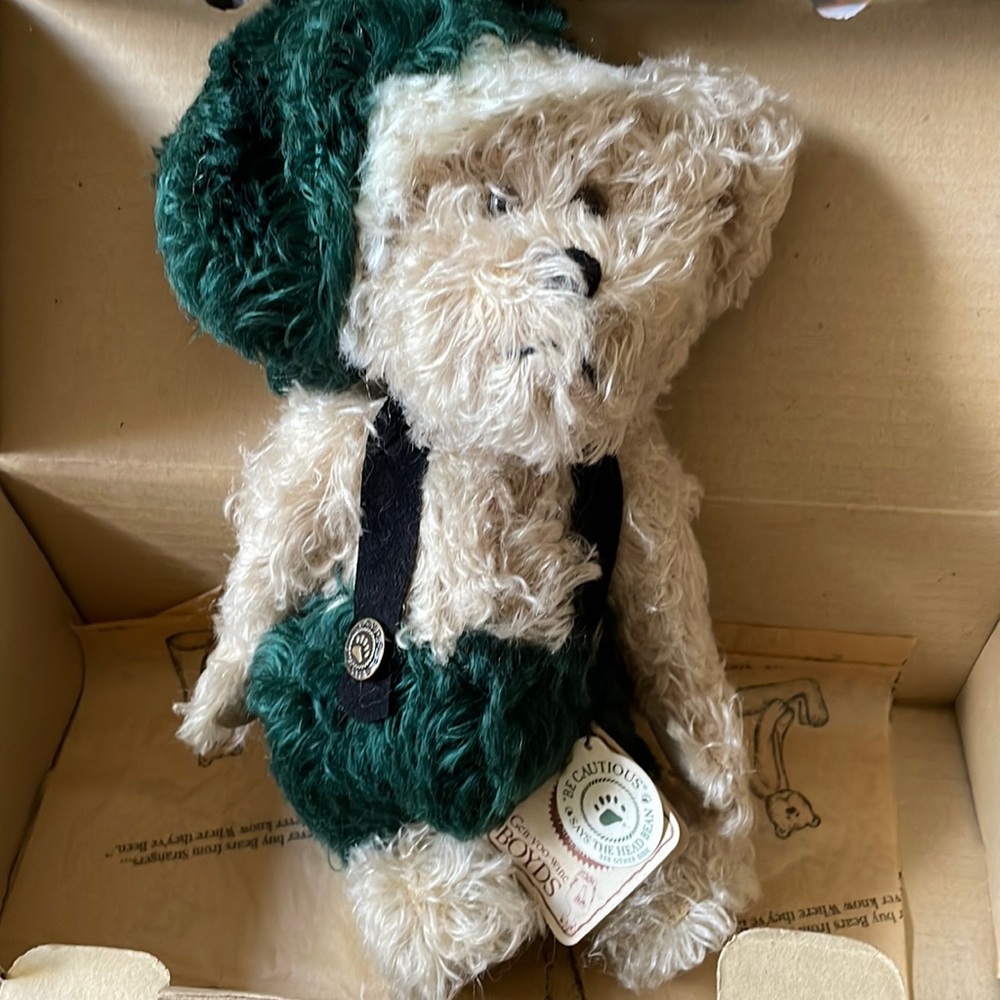 Boyd’s Limited Ed. True blue Mohair jointed bear Kruger Elfington retired NIB